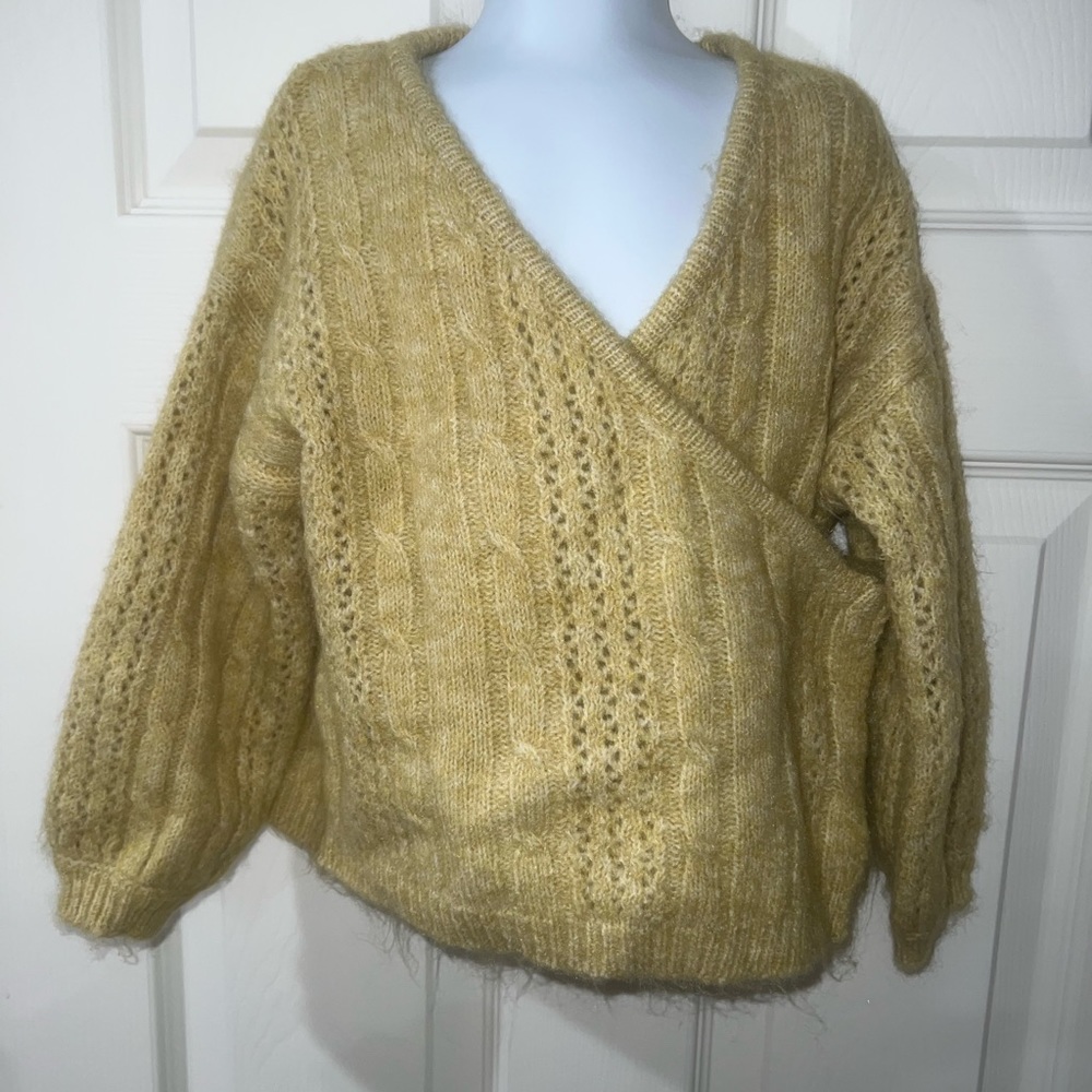 Zara Kids Cable Knit Sweater Wrap Mustard SZ4-5